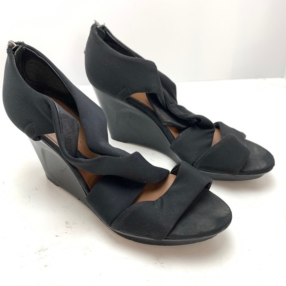 DONALD J PLINER Black Wedge Sandals AURORA sz 6.5 - Picture 1 of 16